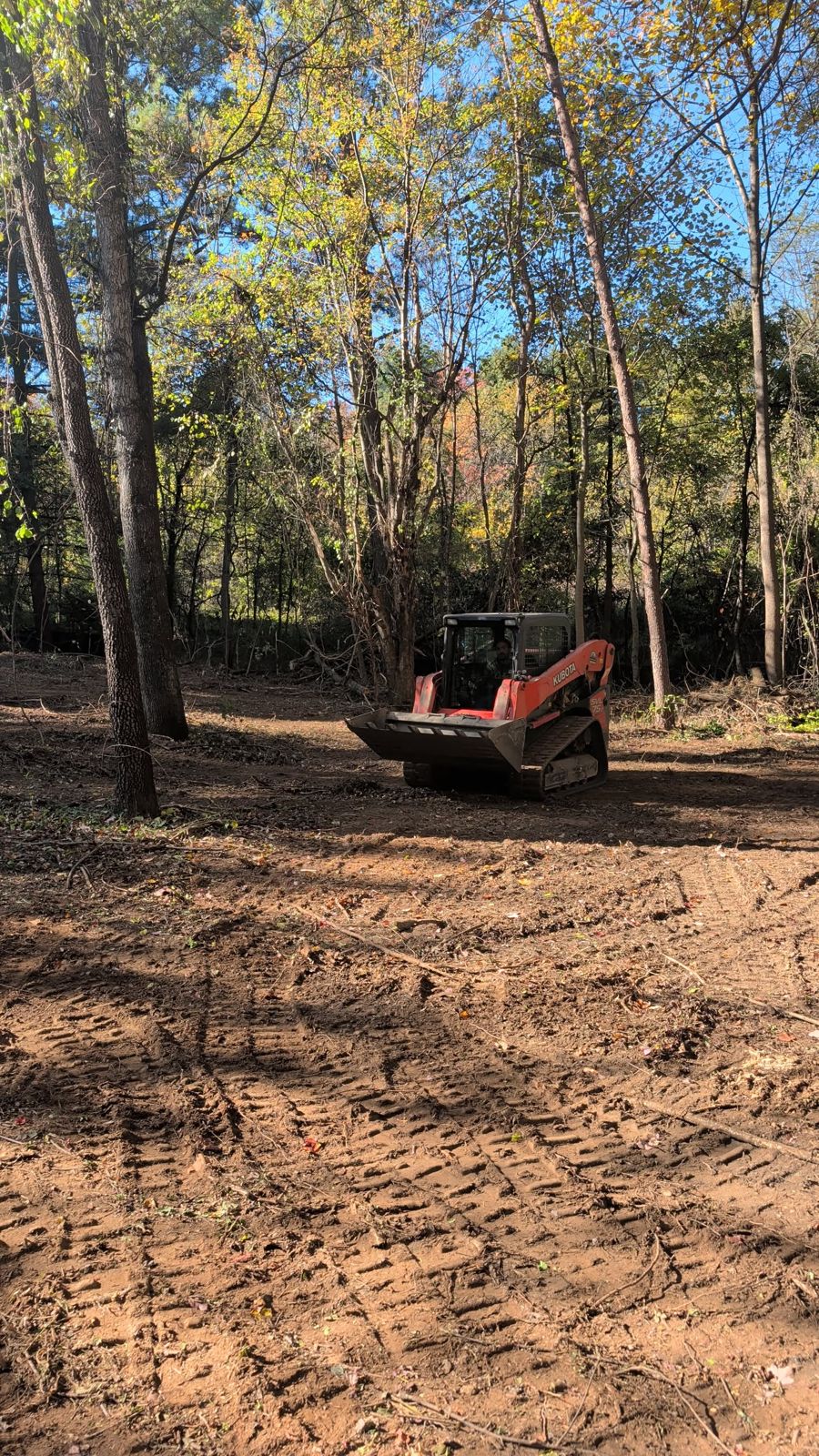 Cleared land with compact track loader